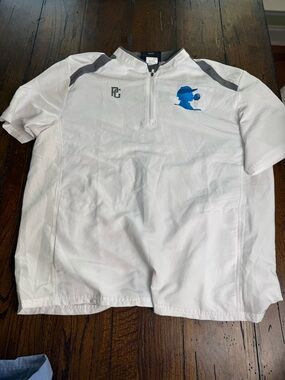 Perfect Game White Short-Sleeve Quarter-Zip Pullover with Blue Logo XL